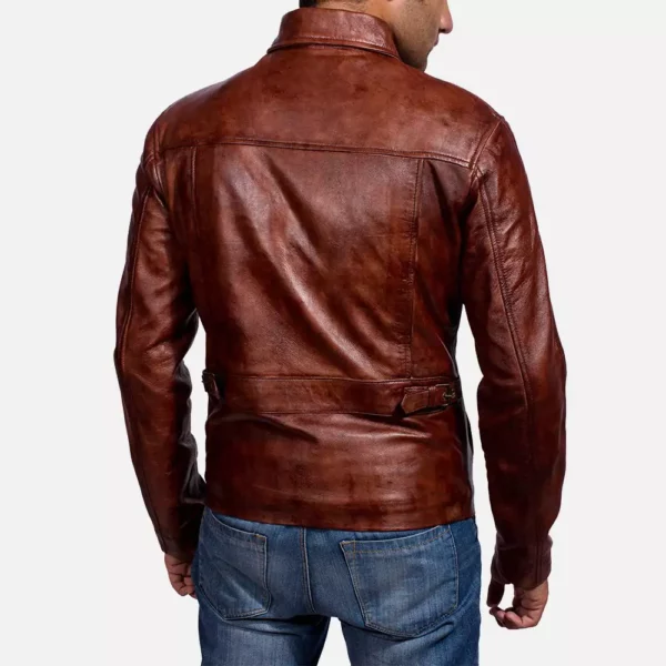 Abstract Maroon Leather Jacket Gallery 3