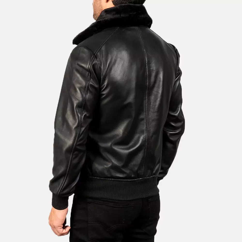 Airin G-1 Black Leather Bomber Jacket Gallery 1