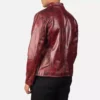 Alex Distressed Burgundy Leather Jacket Gallery 5