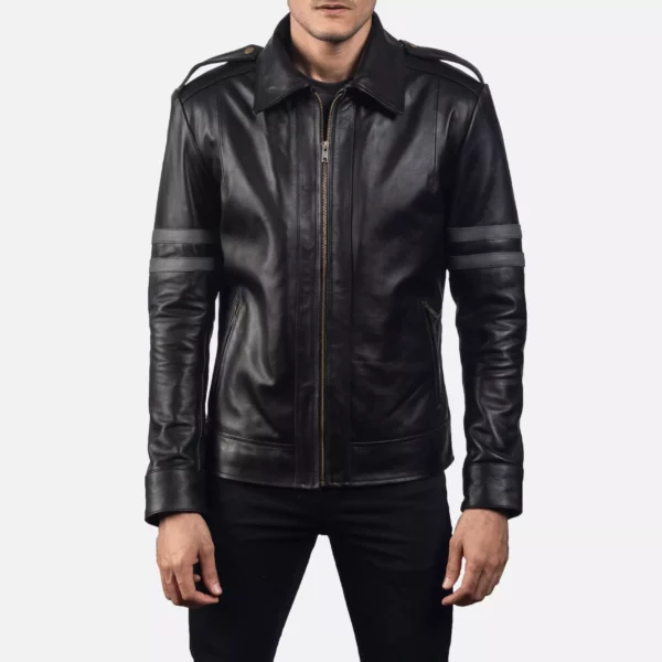 Armstrong Black Leather Biker Jacket Gallery 5