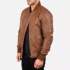Bomia Ma-1 Brown Leather Bomber Jacket Gallery 2