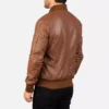 Bomia Ma-1 Brown Leather Bomber Jacket Gallery 3