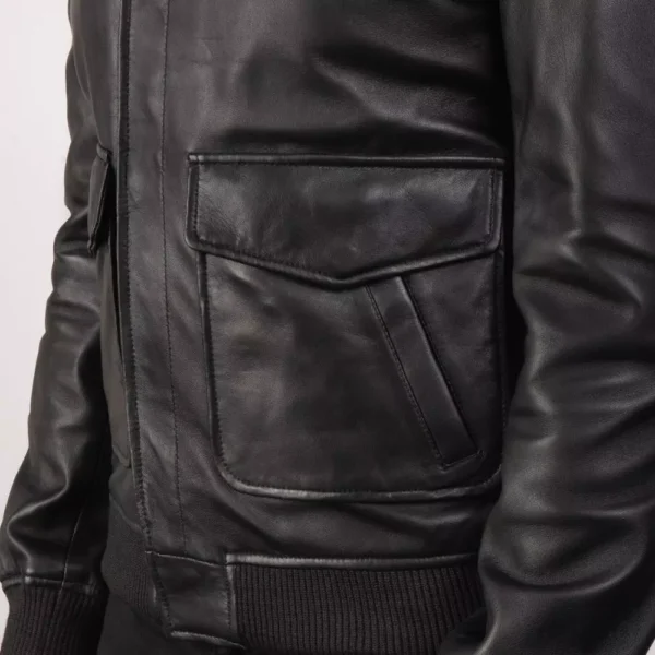 Coffmen Black A2 Leather Bomber Jacket Gallery 2