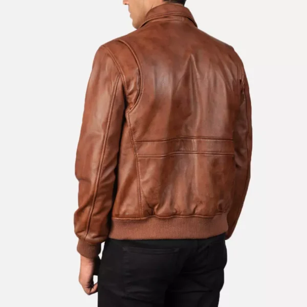 Coffmen Brown A2 Leather Bomber Jacket Gallery 2
