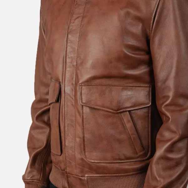 Coffmen Brown A2 Leather Bomber Jacket Gallery 3