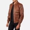 Coffmen Brown A2 Leather Bomber Jacket Gallery 4