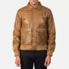 Coffmen Olive Brown A2 Leather Bomber Jacket Gallery 1