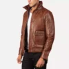 Columbus Brown Leather Bomber Jacket Gallery 4