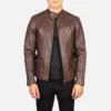 Damian Brown Leather Biker Jacket