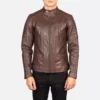Damian Brown Leather Biker Jacket Gallery 1
