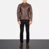 Damian Brown Leather Biker Jacket Gallery 5