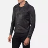 Danny Quilted Black Leather Biker Jacket Gallery 1