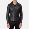 Danny Quilted Black Leather Biker Jacket Gallery 3