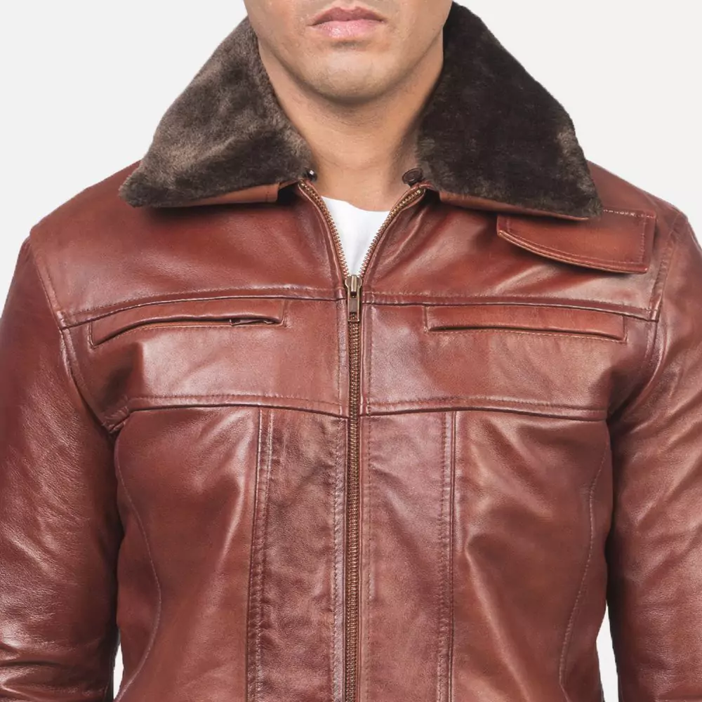 Evan Hart Fur Brown Leather Jacket Gallery 2