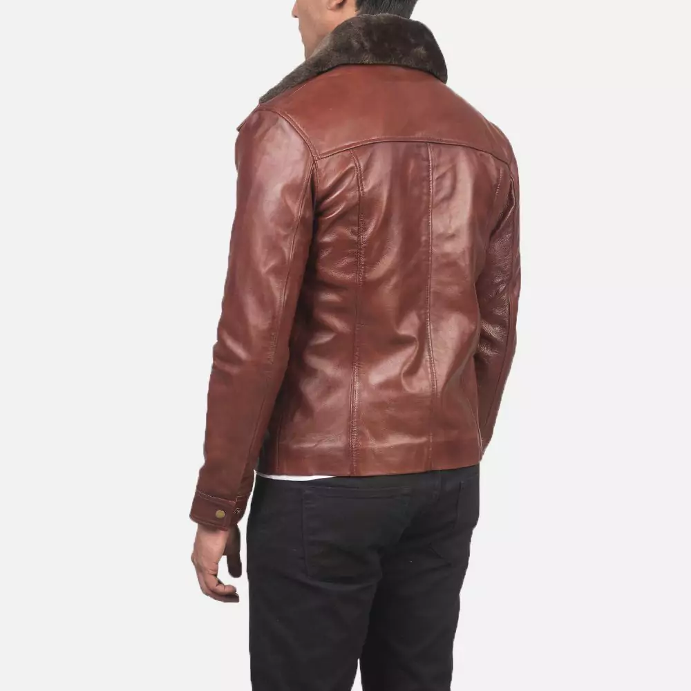 Evan Hart Fur Brown Leather Jacket Gallery 3