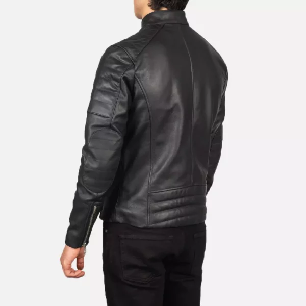 Faisor Black Leather Biker Jacket Gallery 2