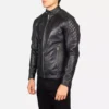 Fernando Quilted Black Leather Biker Jacket Gallery 1