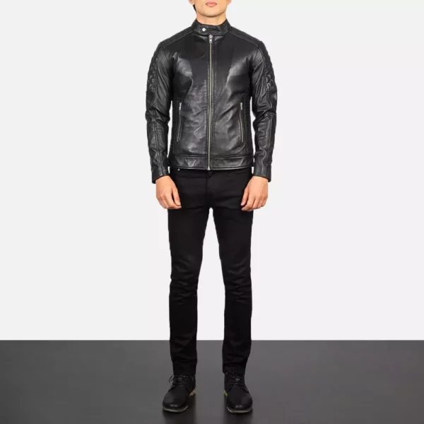 Fernando Quilted Black Leather Biker Jacket Gallery 4