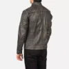 Fernando Quilted Distressed Brown Leather Biker Jacket Gallery 2