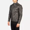 Fernando Quilted Distressed Brown Leather Biker Jacket Gallery 3