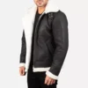 Francis B-3 Distressed Black Leather Bomber Jacket Gallery 3
