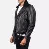 Furton Black Leather Biker Jacket Gallery 4