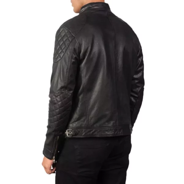 Gatsby Black Leather Biker Jacket Gallery 2