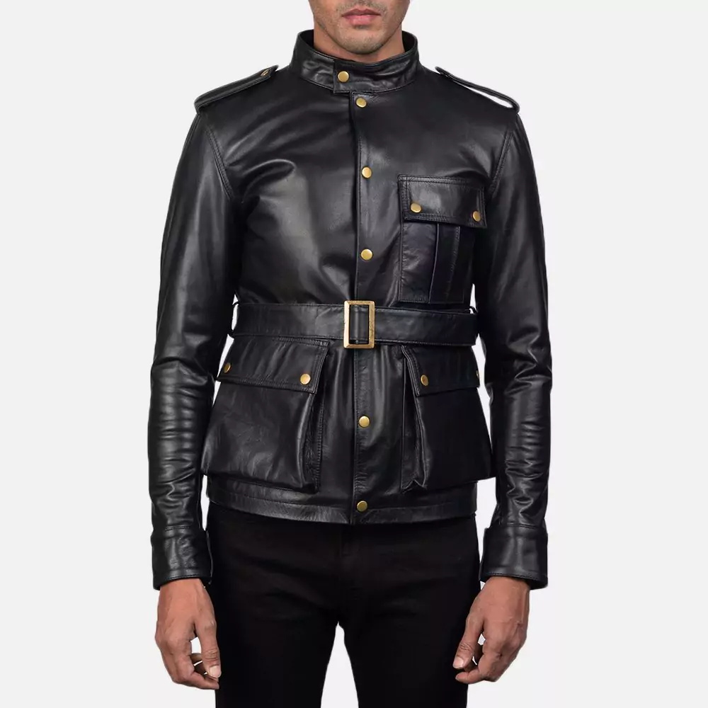 Germain Black Leather Jacket Gallery 1