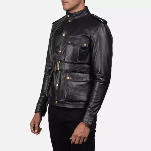 Germain Black Leather Jacket Gallery 2