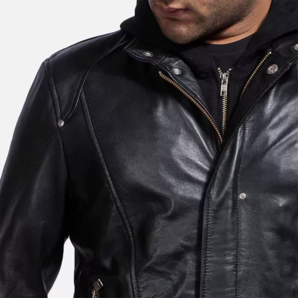 Highschool Black Leather Jacket For Men Gallery 1