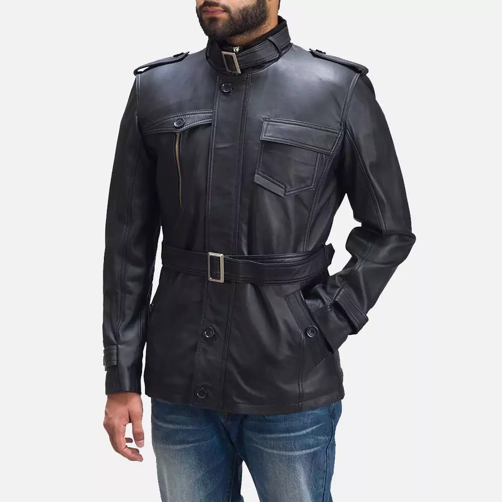 Hunter Black Leather Jacket Gallery 1