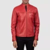Ionic Red Leather Biker Jacket Gallery 1
