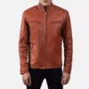 Ionic Tan Brown Leather Biker Jacket Gallery 2