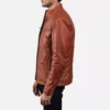 Ionic Tan Brown Leather Biker Jacket Gallery 3