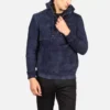 Kenton Hooded Blue Suede Pullover Jacket Gallery 5