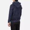 Kenton Hooded Blue Suede Pullover Jacket Gallery 1