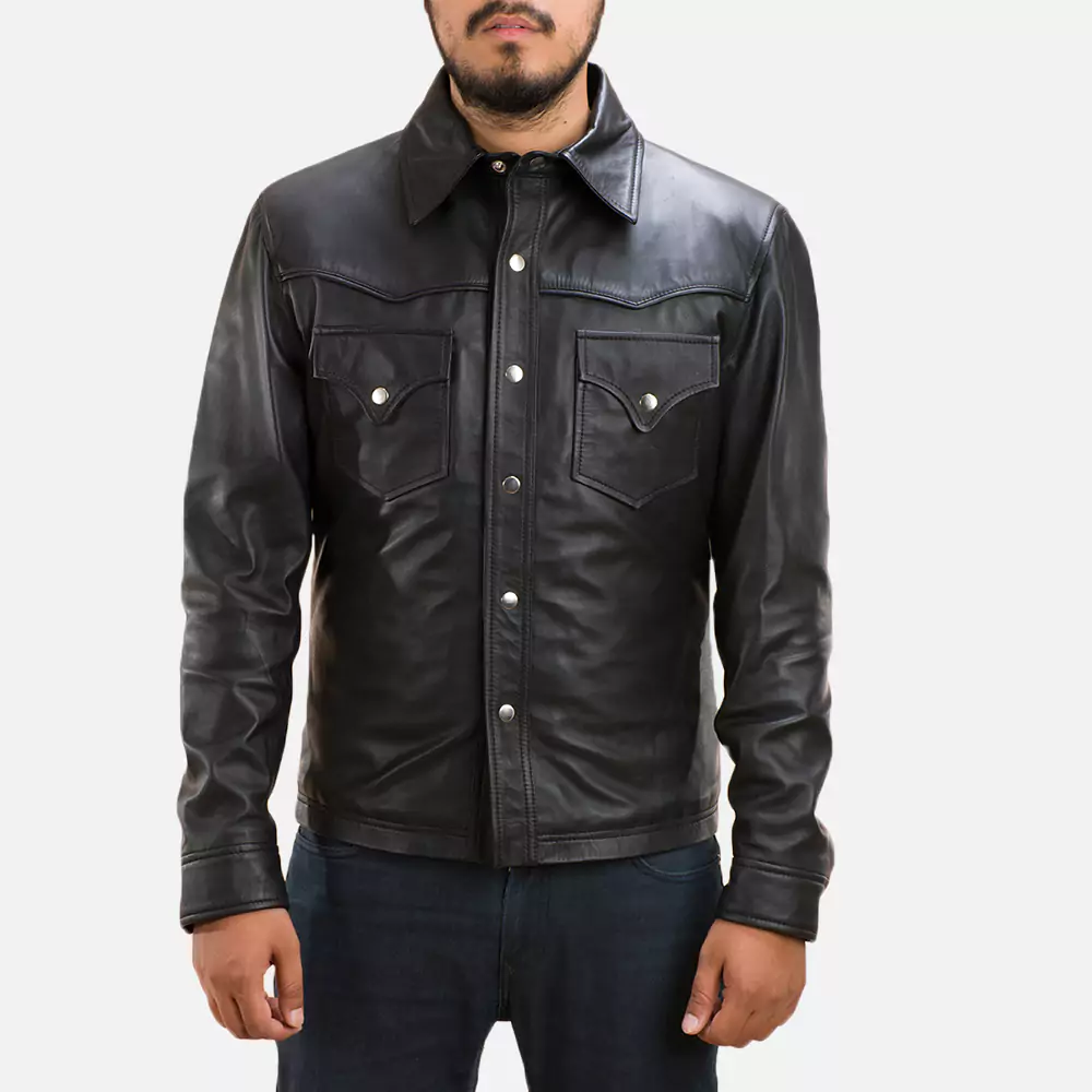Ranchson Black Leather Shirt Gallery 3