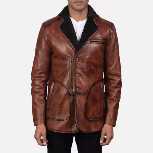 Rocky Brown Fur Leather Coat Gallery 3