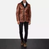 Rocky Brown Fur Leather Coat Gallery 4