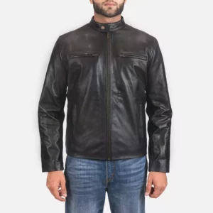 Rustic Black Leather Biker Jacket