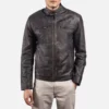 Rustic Brown Leather Biker Jacket Gallery 1