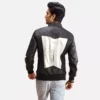 Spade Silver Black Leather Bomber Jacket Gallery 3