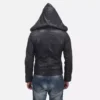 Spratt Black Hooded Leather Jacket Gallery 4