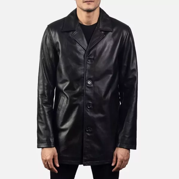 Urban Slate Black Leather Coat Gallery 2