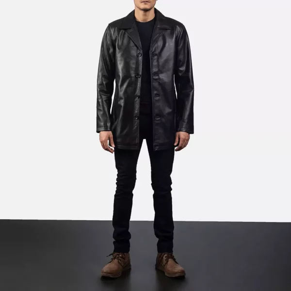 Urban Slate Black Leather Coat Gallery 3