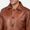 Waffle Brown Leather Jacket Gallery 2