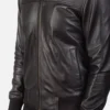 Air Rolf Black Leather Bomber Jacket Gallery 3
