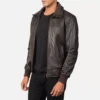 Air Rolf Brown Leather Bomber Jacket Gallery 4