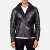 Alberto Shearling Black Leather Jacket Gallery 1