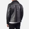 Alberto Shearling Black Leather Jacket Gallery 3